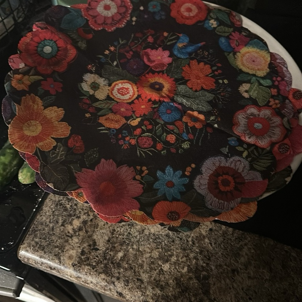 Floral Embroidered Table Place Mats